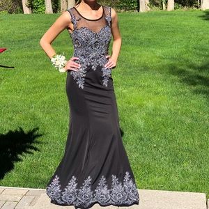 Black Beaded Full Length Gown